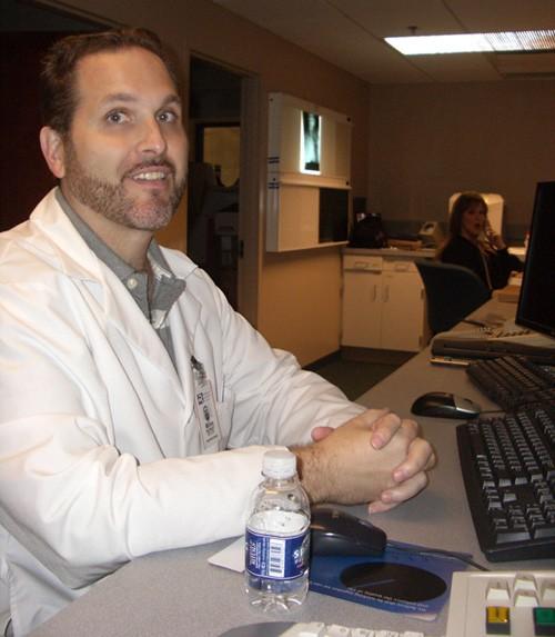 Mike at work 9-18-08 
radiation therapist for 
children with rare cancers